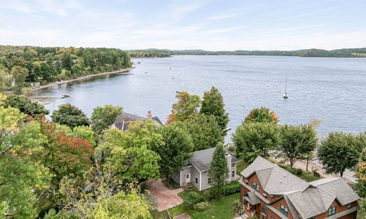 South Burlington House | Gorgeous Lakefront Home w/Private Beach & Views
