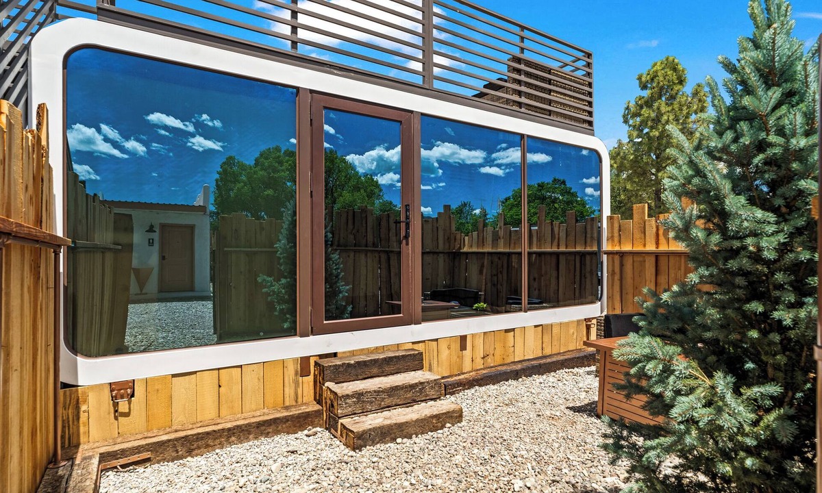 Taos Cabin | LUXX Space Cabin Tiny House with rooftop deck, private fenced patio.