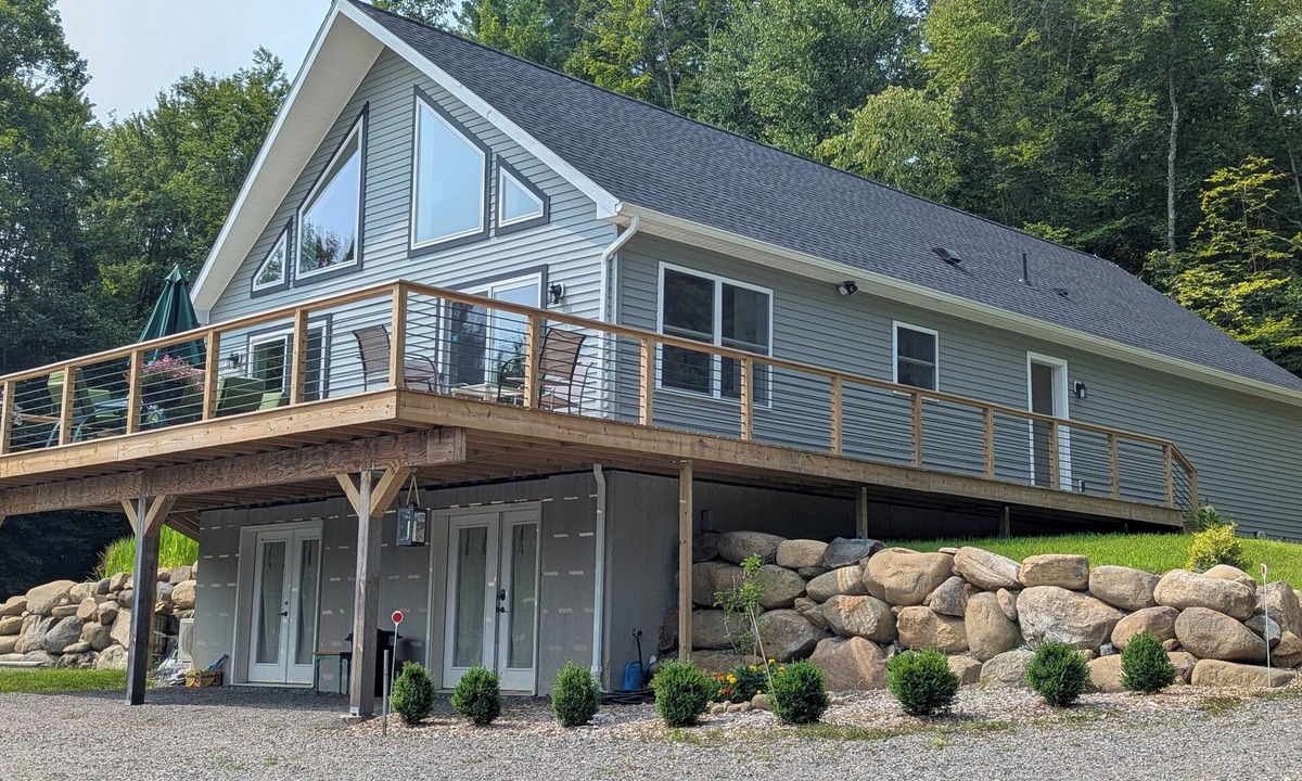 Lake George House | New 4-bedroom, A-frame, ranch home on wooded property minutes from Lake George
