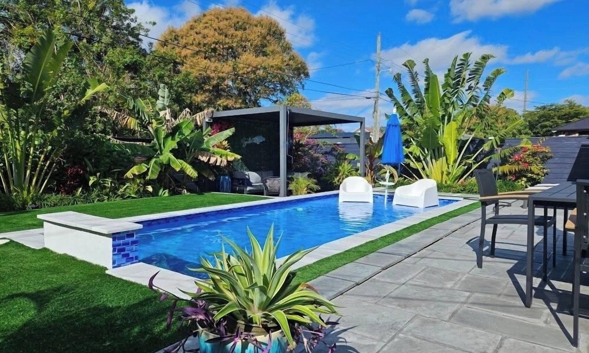 Delray Beach House | Santorini Blue Beach House - Brand new heated pool with backyard oasis!