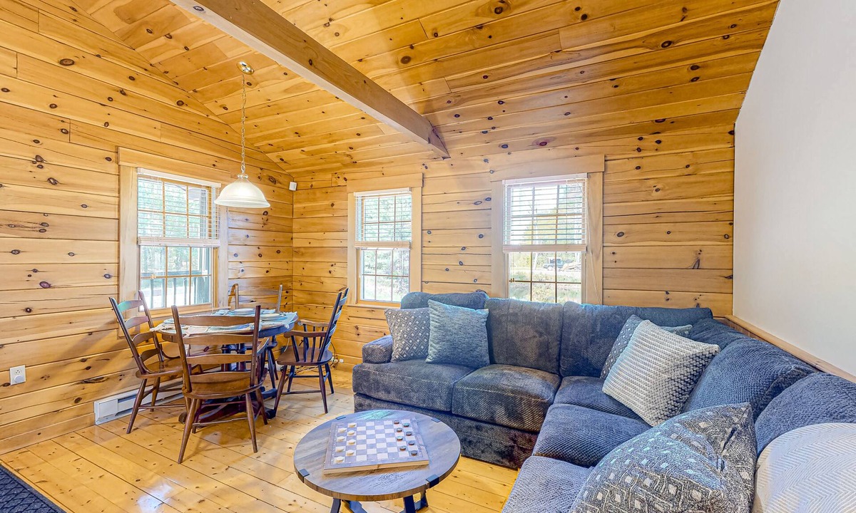 Lincolnville Cabin | Two log cabins on 5 acres with patios, grill, firepit, outdoor games, & W/D