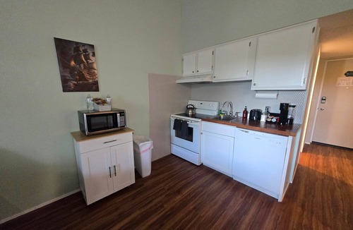 Weirs Beach Apartment | Cedar Lodge Condo Balcony and Full Kitchen