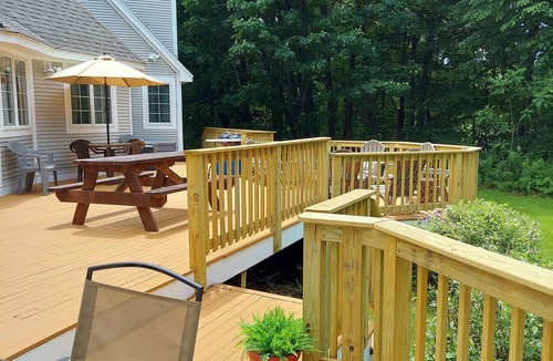 Sunday River Area House | Cool off in the 1/2 mile frontage on the Sunday River! Spacious Bethel home.