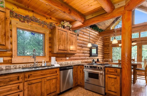 Carriage Hills House | Creekside Retreat - Beautiful Log Cabin Home with Hot Tub -- 20-NCD0202