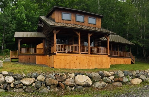 The Forks Cabin | Gorgeous log cabin overlooking the Dead River just north of Berry's Store Rt 201