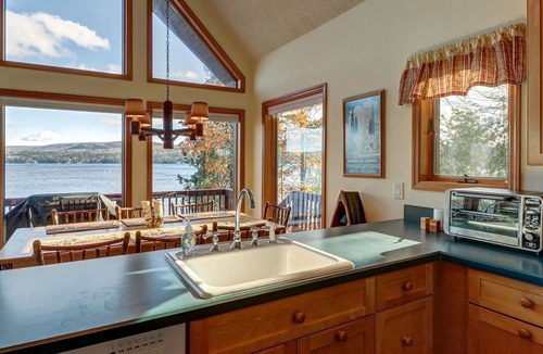 Schroon Lake House | Lakefront house with private dock & beach, rec room, great views