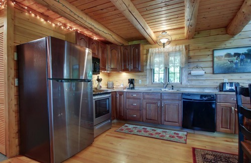North Ferrisburgh Cabin | Private log cabin with hot tub and mountain views on 14 acres, pet friendly!