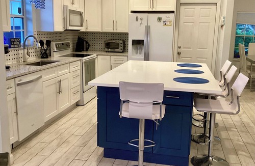 Delray Beach House | Santorini Blue Beach House - Brand new heated pool with backyard oasis!