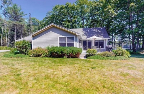 Ellsworth House | Secluded lakefront home with patio & firepit, fast WiFi, wood stove & W/D