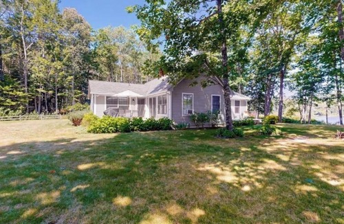 Ellsworth House | Secluded lakefront home with patio & firepit, fast WiFi, wood stove & W/D