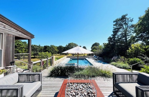 Edgartown House | Stunning Compound Steps to Katama Bay, Heated Pool, Dock, Sauna,& More
