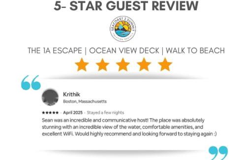 Rye Apartment | The 1A Escape Deck w Ocean Views Walk to Beach