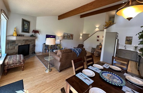 Pagosa Springs Condo | Tubing Promo! Spacious Greenbelt Condo, Fireplace, Large Deck w/Mountain Views, Walk to Amenities