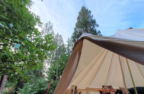 Woodfibre House | Yurt Glamping with Sauna, Movie setup, Kayak