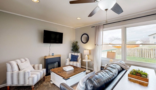 Dog-friendly home with rec room, deck & central location for exploring