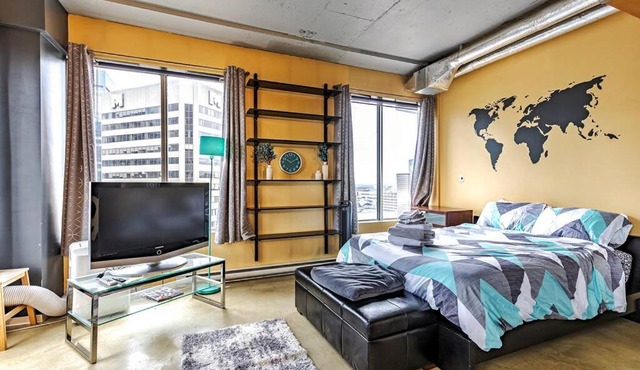 Industrial-Style Cityscape 1 Bedroom Loft