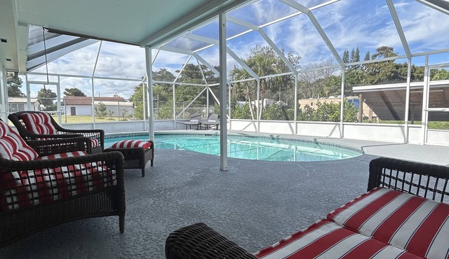 Pool house with lake access