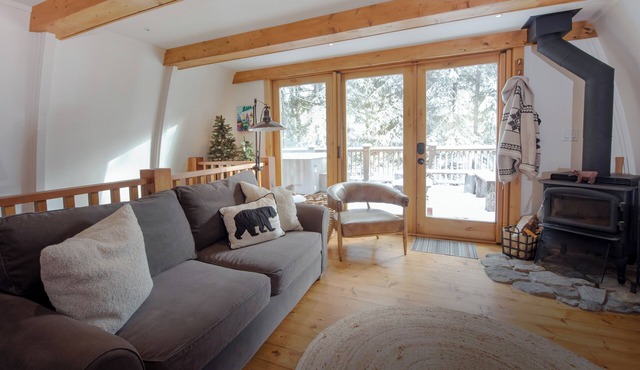 Renovated 2 bedroom cabin - amazing location, private hot tub, laundry, storage.