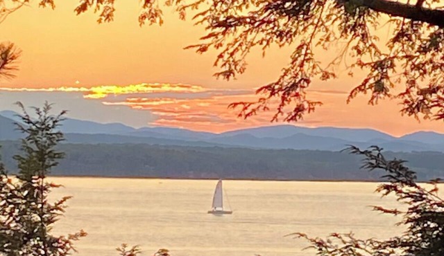 Rustic, charming cabin on Thompson's Point with stunning views of Lake Champlain