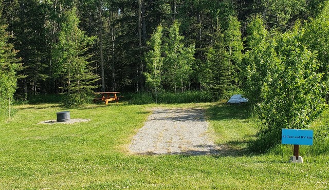 Tent and RV site #1 on the James River at Stark Ranch Resort Site